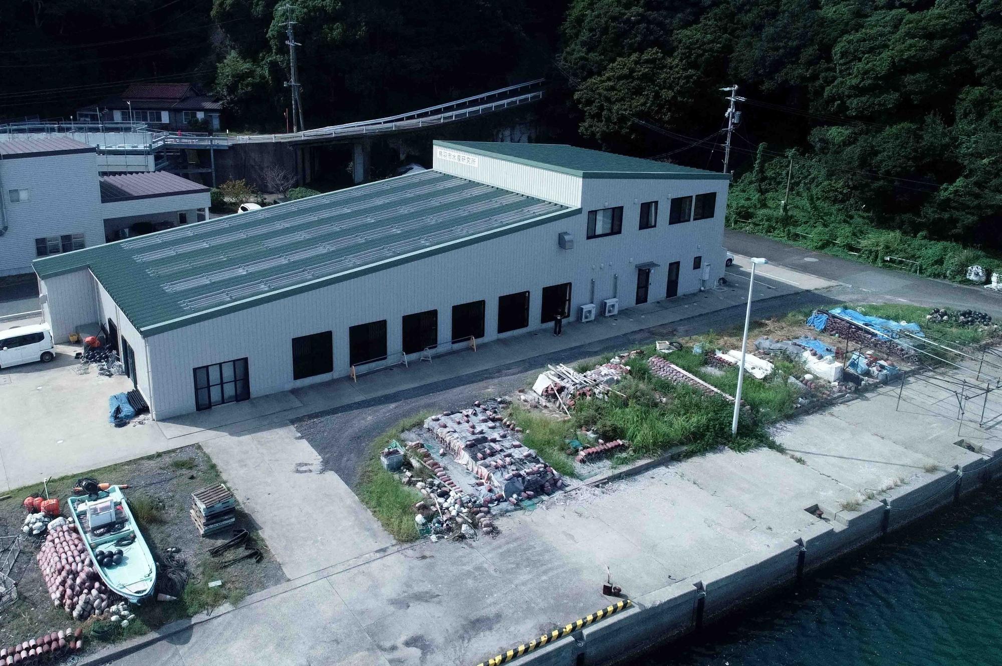 研究所建物を海側から見た写真です。