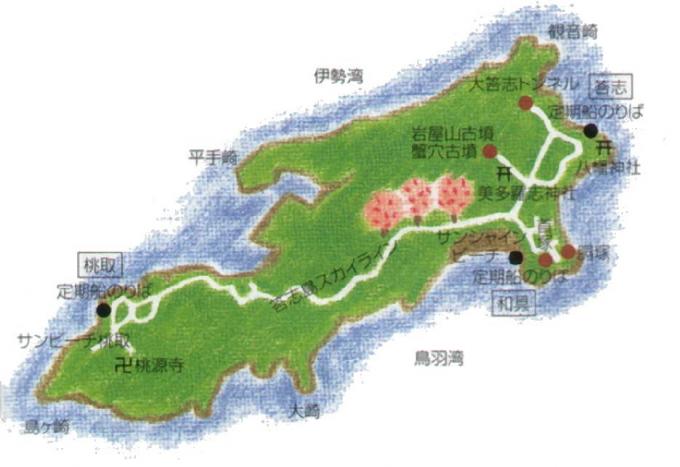 答志島のイラストマップ