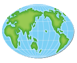モルワイデ図法で描かれた地球地図のイラスト