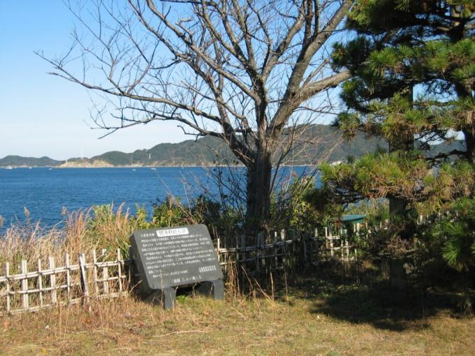 海を見ることができ祈念碑が建っている坂手村砲台跡の写真画像